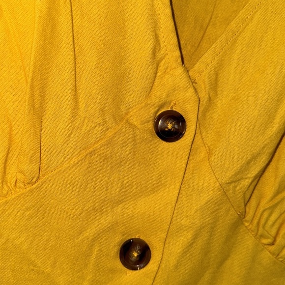 City Chic dress linen cotton blend Yellow Button-Down Midi xxl - Picture 3 of 4